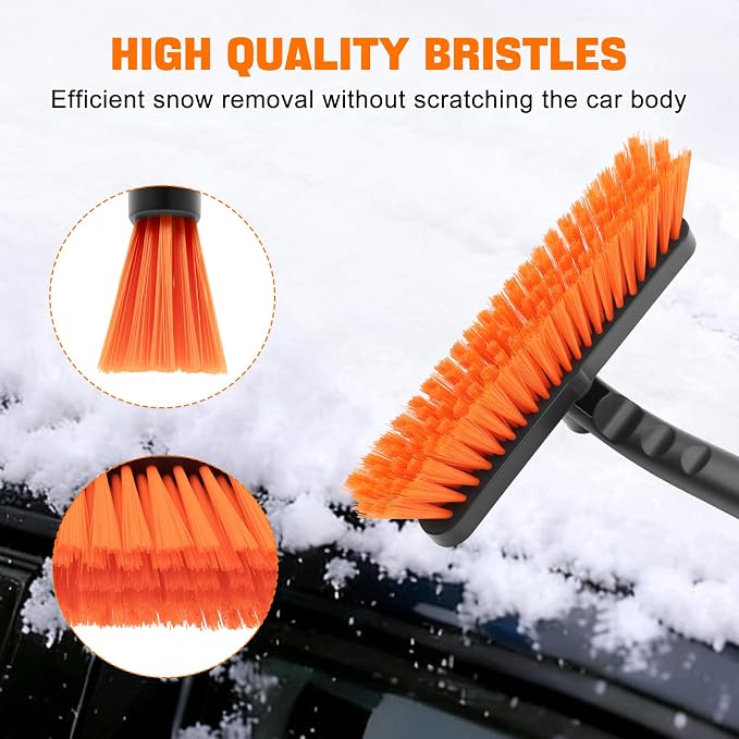nacena Snow Brush and Ice Scrapers for Car Windshield, Detachable Snow Remover for Cars EVA Foam Grip and Rotatable Brush Head Snow Scraper for Car Trucks SUV, Winter Cars Accessories (Orange) - Image 4
