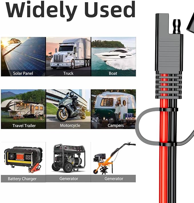 SAE Extension Cable 12AWG, SNLLMZI SAE to SAE Extension Cord DC Power Automotive Extension Cable for Solar Panels,Cars, RVs,Trucks,Boats, etc (3.3FT) - Image 6