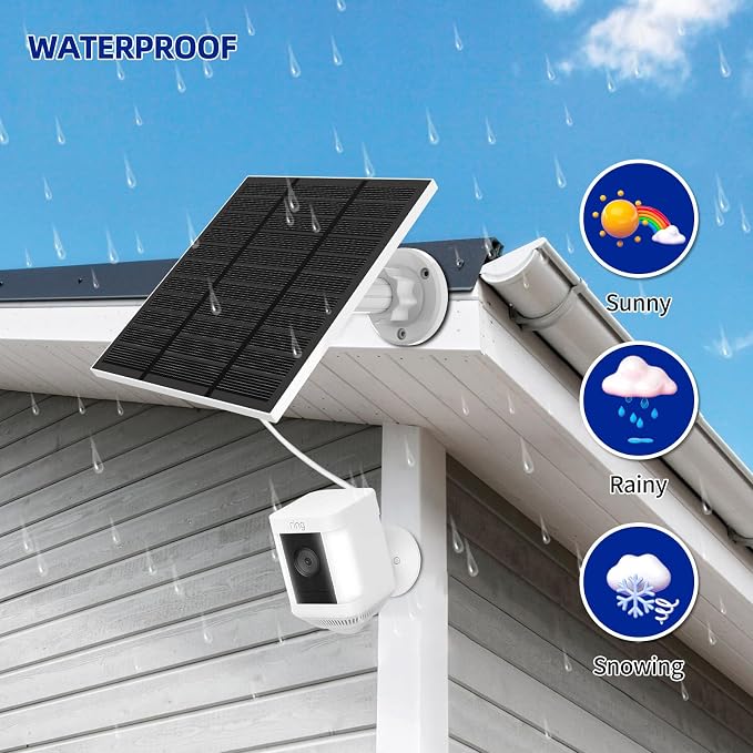 Solar Panels for Ring Camera Outdoor (New Generation) 5W 5V Solar Panel Charger with USB-C&Plug for Spotlight Cam Plus&Stick Up Cam Pro.Waterproof IP65 360°Adjustable 2M Cable (White, 2) - Image 6