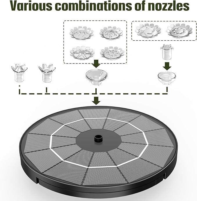 AISITIN 3.5W Solar Fountain Pump Upgraded 2026, Solar Water Fountain DIY Kit with 8 Nozzles & 3 Fixed Bracket & 9.8ft Cord for Garden, Bird Bath, Ponds, Fish Tank, Aquarium, Courtyard and Outdoor