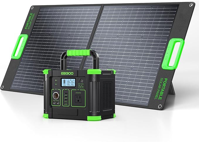 GRECELL 330W Portable Power Station with 100W Solar Panel, 288.6Wh Portable Power Station 330W Solar Generator AC Outlets, Backup for Outdoor Camping, Trip, Power Outage by GRECELLPOWERSTATION