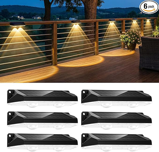 Brightown 6 Pack Solar Lights Outdoor Waterproof, Color Changing Solar Fence Deck Step Flood Lights, Warm White & RGBCW 11 Color, IP65 Waterproof Garden Lights for Outside Backyard Yard Step Patio