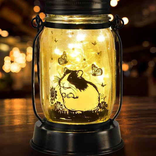 kyoryuger Hamster Gifts for Women/Men Hamster Solar Lanterns Mom Birthday Present Lantern Pet Loss Pet Memorial Lights Solar Garden Decoration Outside for Yard, Patio,Backyard,Porch Torche