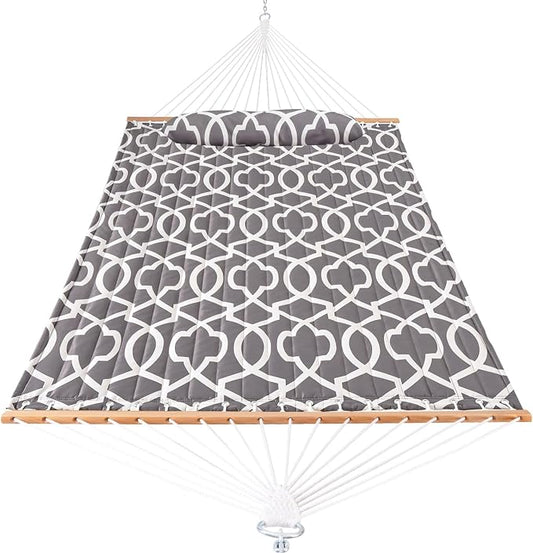 Lazy Daze Hammocks 12FT Quilted Fabric Hammock with Soft Pillow, Double 2 Person Tree Hammock with Spreader Bar for Outdoor Outside Patio Garden Yard, 450lbs Weight Capacity by LazyDazeHammocks