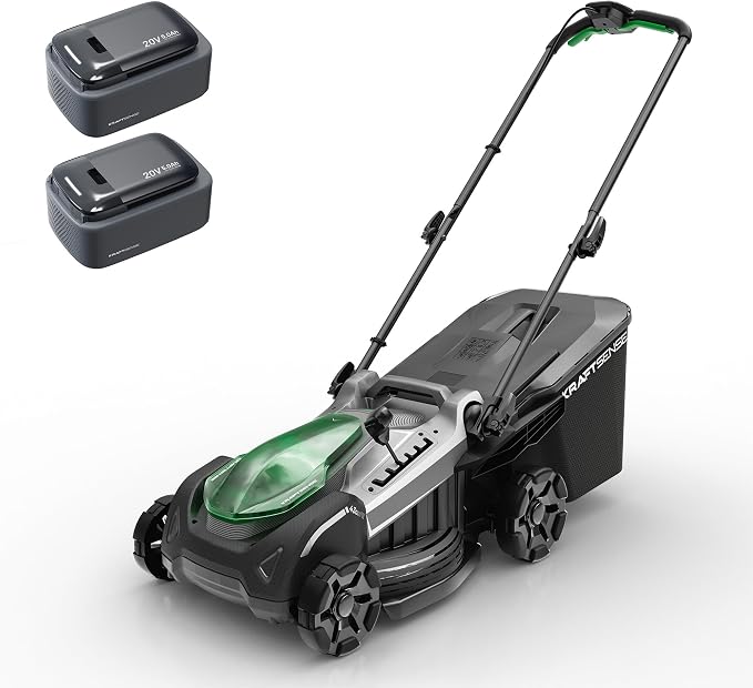 18" Electric Lawn Mower, 40V Self-Propelled Cordless Lawn Mower with 2x5.0Ah Batteries & Charger, Brushless Motor, 2-in-1 Mulching & Bagging, 6-Position Height Adjustment, for Small to Medium Yards by KraftSense