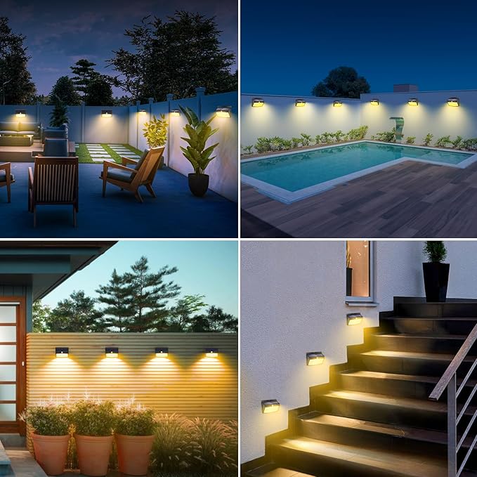 [138 LED/6 Packs] Solar Outdoor Motion Sensor Lights with 3 Lighting Modes Wall Lights Waterproof Solar Security Powered Lights for Garden Fence Yard Deck Garage, Warm White