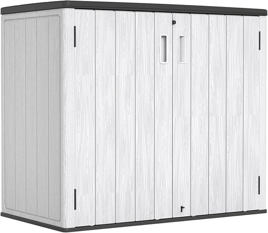 ZZM 37 Cu.ft Outdoor Storage Shed with Floor HDPE Double-Wall Resin Sheds Outdoor Storage, Lockable Weatherproof Storage Cabinet Fit for Garden Tools, Garage can, Bike, Patio Furniture, Grey by ZZM