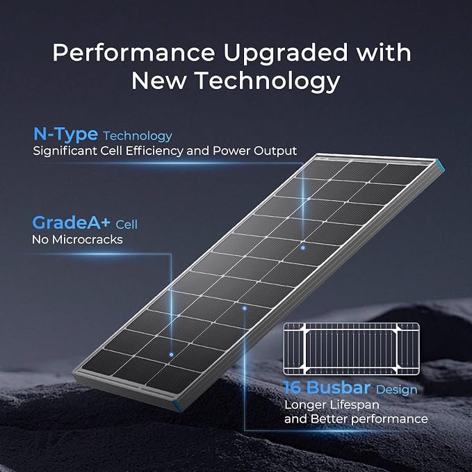 Renogy 100W Solar Panel N-Type, 12V 100 Watt Solar Panel 16BB 25% High-Efficiency, N-Type Solar Panels for RV Marine Boat Trailer Camper Rooftop Farm and Other Off-Grid System - Image 4