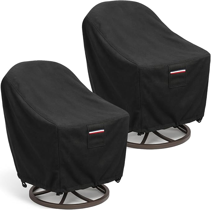 Waterproof Patio Chair Covers, 26W x 27D x 34.3H inches Heavy Duty Outdoor Furniture Protection Cover Weather Resistant 600D Oxford 2-Pack, Black by Unknown