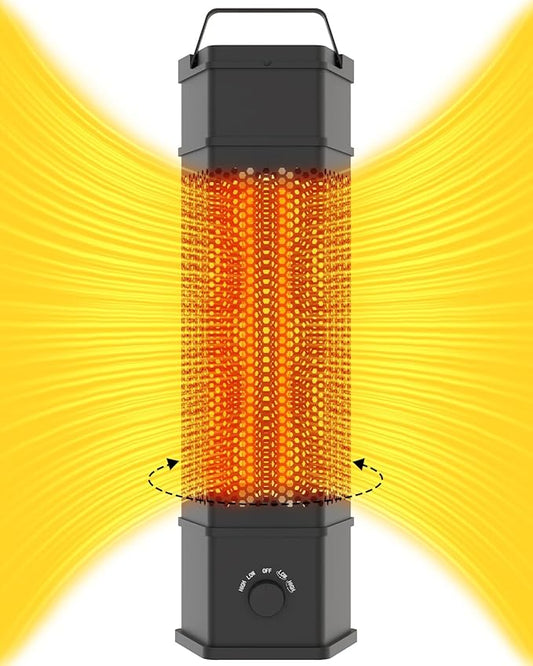 Electric Patio Heater Outdoor Indoor Use, 360°All-round Heating, 1500W Infrared Tower Heater, Tip-Over & Overheat Protection Portable Space Heater for Large Room, Backyard, Home