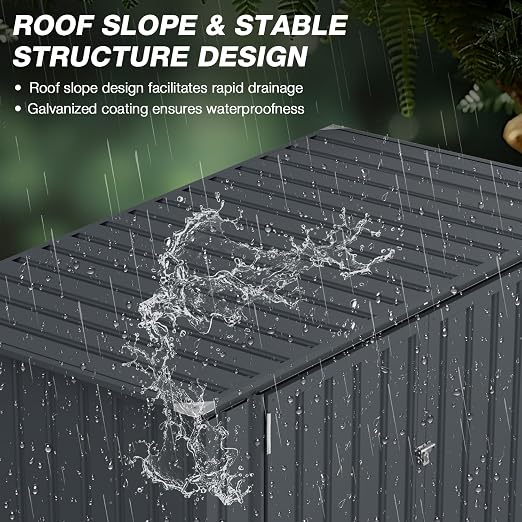 3'x6' Storage Shed, Outdoor Trash Can Storage Bike Shed, Waterproof Garbage Can Organizer with Chain Lid, Outdoor Storage Clearance for Patio, Garden, Backyard, Dark Grey - Image 5