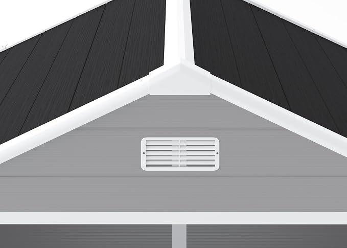 YOPTO 6x5 FT Resin Storage Shed,Garden House with Floor & Lockable Door,Waterproof Plastic Tool Sheds W/Slanting Roof Visual Window & Air Vents for Bicycles,Lawnmowers,Lawn,All Weather Use,Gray - Image 24