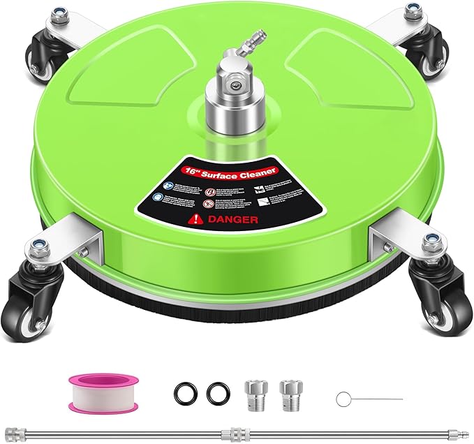 LidoDola 16'' Pressure Washer Surface Cleaner with 4 Wheels - Stainless Steel Surface Cleaner for Pressure Washer Attachment for Concrete, Driveway, Patio, Sidewalk, Deck and Driveways by LidoDola