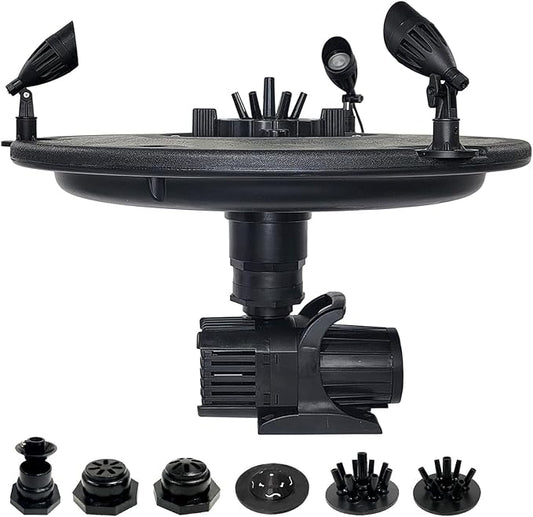 HALF OFF PONDS Floating Fountain, 1/3 HP Pond Aerator, 100 ft Cord, 5,200 GPH Water Pump, 9 Spray Patterns, Color-Changing LED Lights, for Ponds & Water Gardens