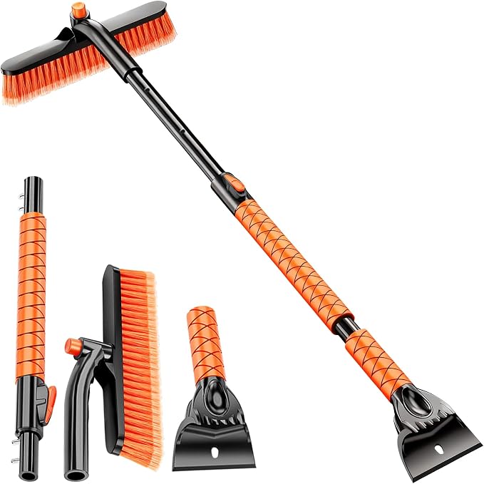 Showvigor Extendable Snow Brush and Ice Scraper for Car, 30"-35"-39" Adjustable Long Handle & 4.3" Ice Chipper, 360?? Pivoting Brush Head & Comfortable Antiskid Grip by Showvigorismorethanjustabranditsalifestyle