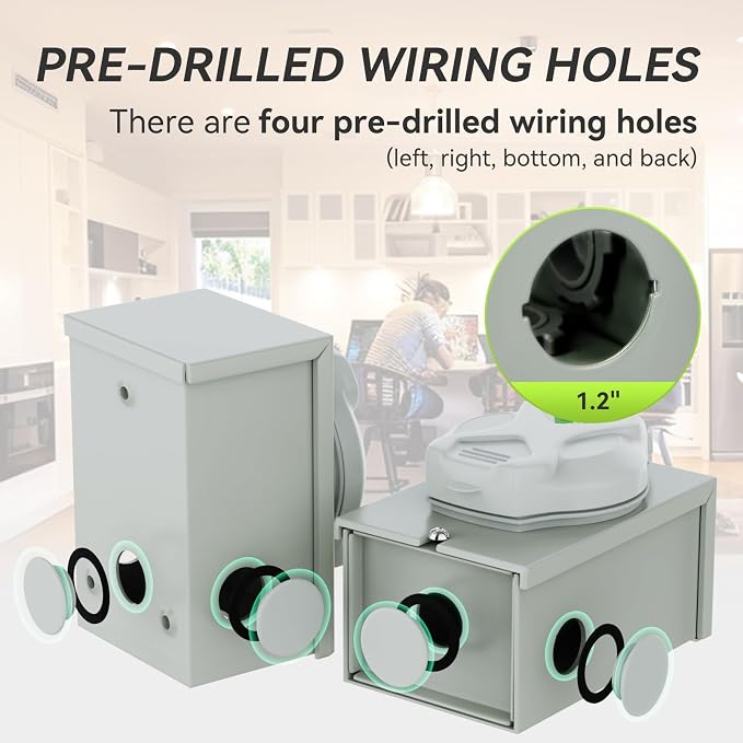 Pre-Drilling 50 Amp Generator Inlet Box RVMATE, NEMA SS2-50P Power Inlet Box, 125/250V, 6250/12500W 50a Power Inlet Box, ETL Listed, Waterproof for Outdoor Use - Image 2