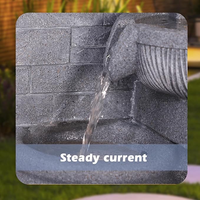 4-Tier Outdoor Indoor Water Feature Fountain, 32" H Indoor Cascading Waterfall with 3 LED Lights, Floor Standing Garden Fountain for Garden, Deck, Backyard, Patio, Yard (Grey)