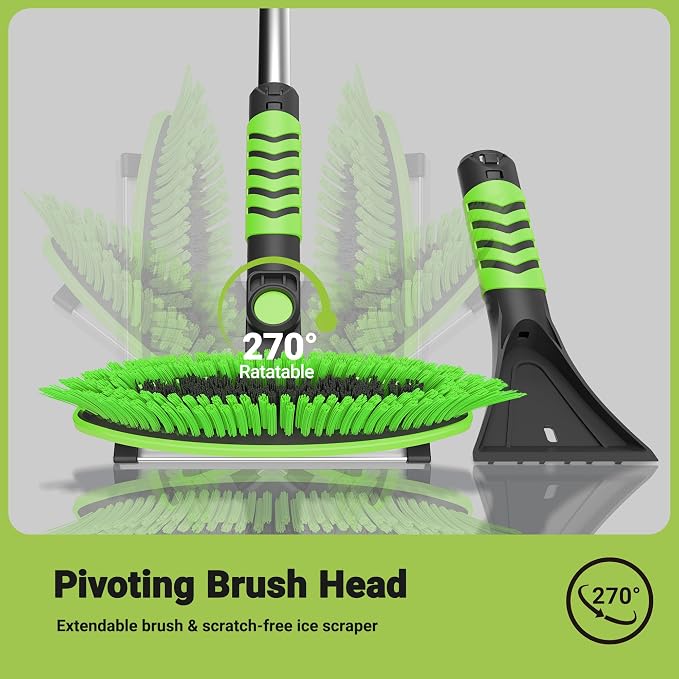 41.8'' Ice Scraper and Squeegee with Snow Brush 3 in 1, Adjustable Brush Front, Extendable Aluminum Handle with Ergonomic Grip, Snow Removal Tool for Car, Truck, SUV - Image 6