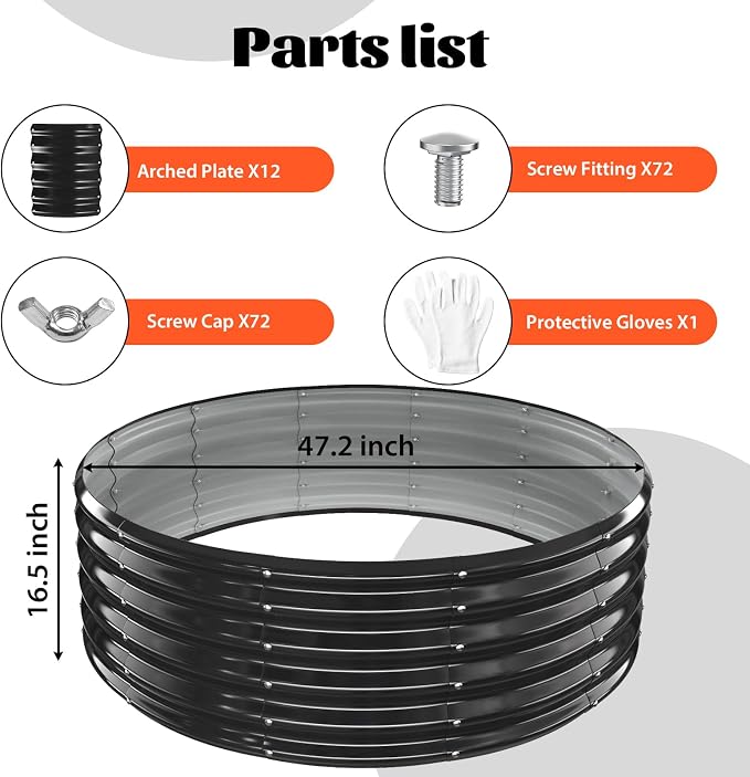 YSEJOMP 48 Inch Round Galvanized Fire Pit Ring/Fire Ring - Foldable and Perfect for Outdoor Gatherings and Campfires in The Yard/Garden/Park/Beach (Black+Gray, 4 FT Diameter+1.5 FT Tall) - Image 4