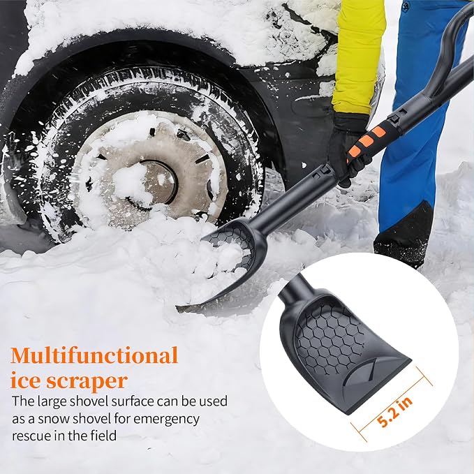 25.8'' Larger Ice Scrapers for Car Windshield | Dang Near Indestructible Ice from Scrape Frost and Ice |3-in-1 Emergency Snow Shovel | Detachable Remover with Foam Grip for Small Cars, Trucks, SUVs - Image 3