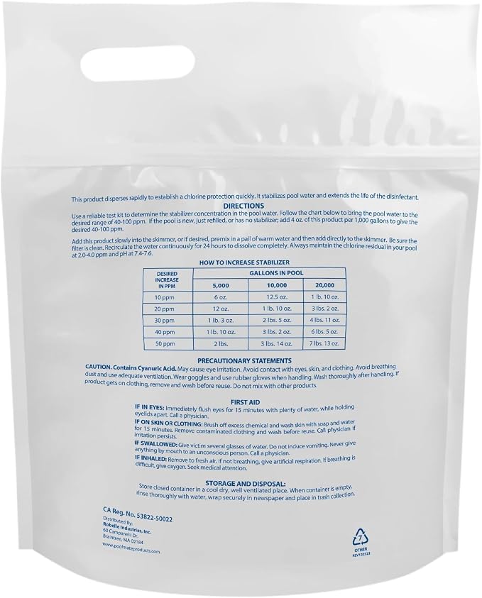 Pool Mate 4-Pounds Premium Pool Stabilizer and Conditioner, Concentrated Cyanuric Acid for Pools, Helps Chlorine Last Longer - Image 2