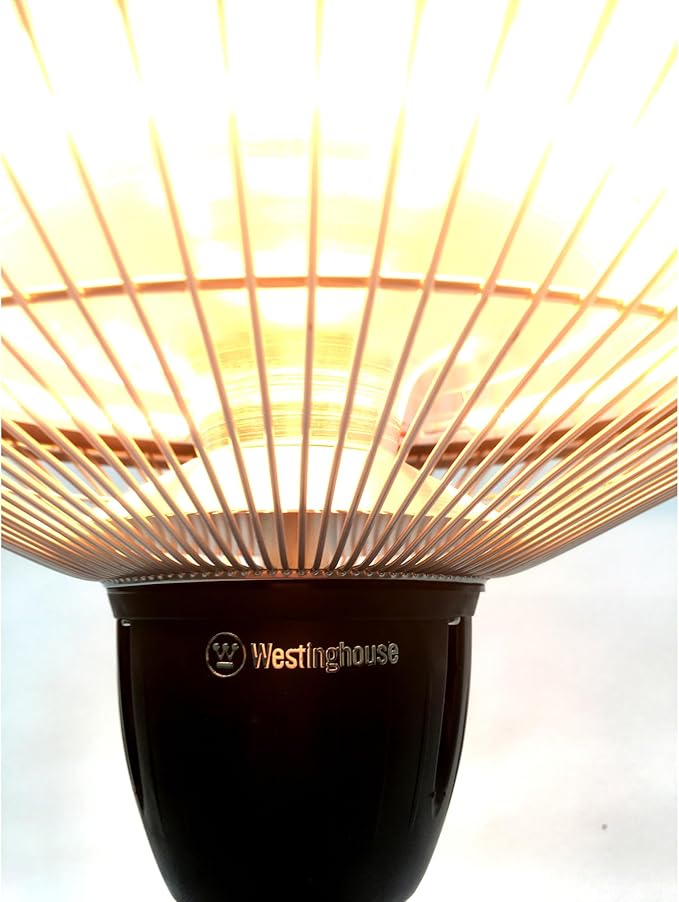 Westinghouse Table Top Outdoor Electric Patio Heater with Aluminum Reflector, Water Resistant, Auto Shut Off Tip Over Switch & Overheat Protection, Infrared Heater for Balcony, Backyard, Deck, & More