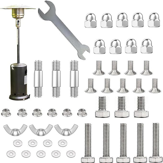 Patio Heater Replacement Parts Hardware Accessories Patio Heater Reflector Cover Protective Cover Accessories Round Umbrella-Shaped Vertical Pyramid Patio Heater Heating Kit - Bolt and Nut Set