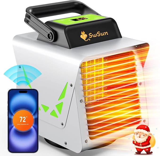 1500W Greenhouse Heater with Thermostat WIFI APP, Heater for Outdoor Greenhouse Green House with APP Remote Control Portable Smart Electric Heat for Green Plants