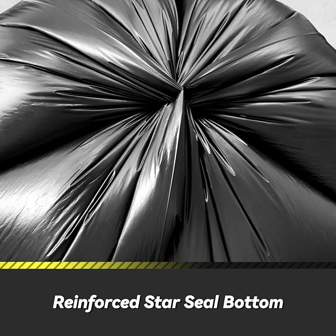 150 Count 55-60 Gallon Trash Bags, Sturdy & Tear-Resistant Commercial Can Liners 55 Gallon, Large Garbage Bags, Large Black Trash Bags for Commercial, Lawn and Leaf Bags - Image 5