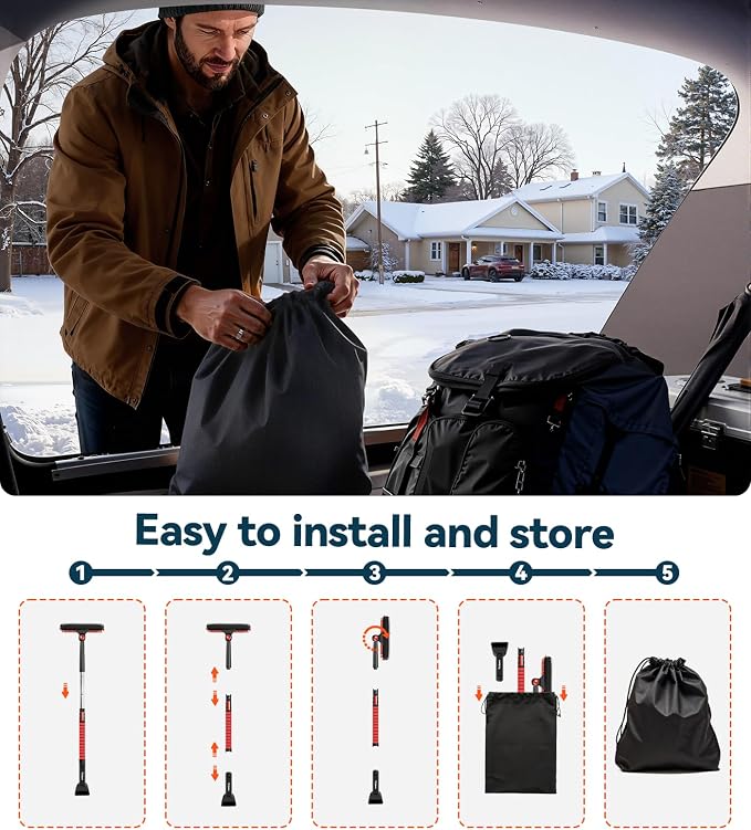 TrySpace All-Around High-Efficiency Cleaning 39 inch Extendable Snow Brush and Ice Scraper with Squeegee, Ice Scrapers for Car Windshield, Truck, SUV Snow Removal Tool, Winter Car Accessories - Image 7
