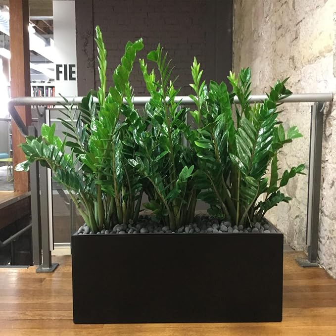 32"x16"x16" Large Metal Planter Box, Heavy-Duty Rust Resistant Steel Planter with Drainage Hole, Modern Rectangular Planter for Outdoor Indoor Patio Garden Yard (Black)