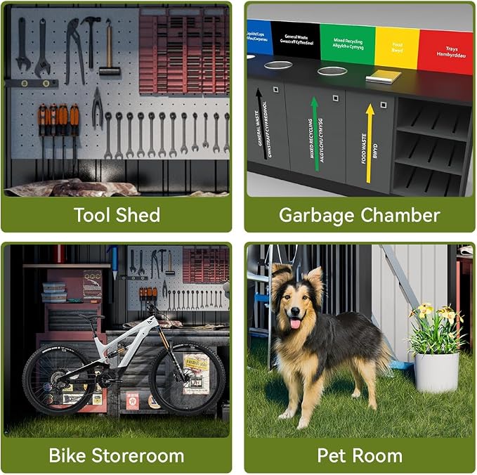 COMHOMA Shed Outdoor Storage Shed Metal,Lockable Doors Tool Sheds with Sloping Roof,Steel Garden Shed with Air Vent for Backyard,Patio,Lawn,Poolside(Grey,6'x4') - Image 4