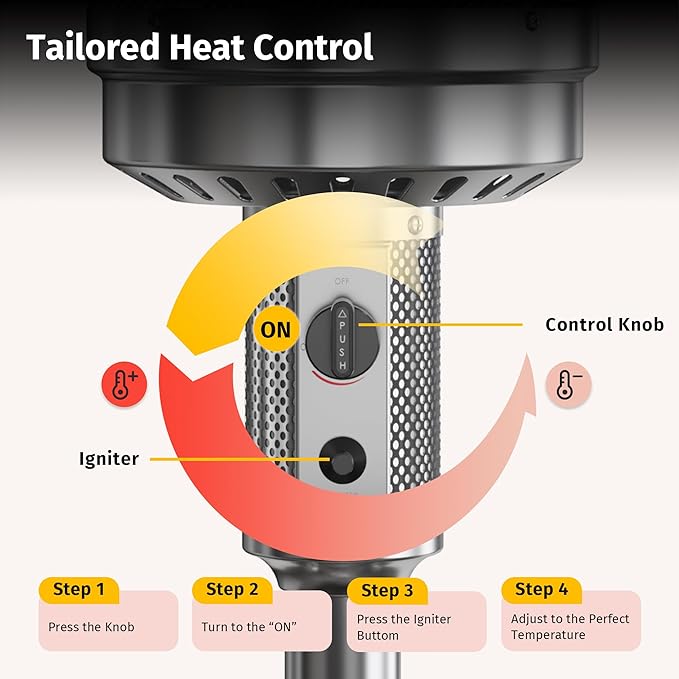 EAST OAK 50,000 BTU Patio Heater for Outdoor Use With Round Table Design and Wheels, Outdoor Patio Heater for Home and Commercial, Double-Layer Stainless Steel Burner, Stainless Steel