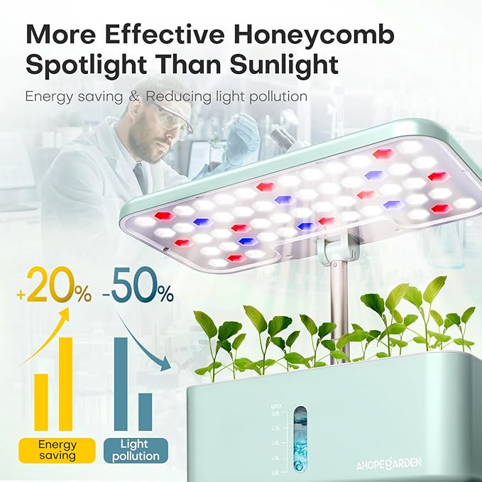 Ahopegarden Indoor Garden Hydroponics Growing System: 10 Pods Plant Germination Kit Herb Vegetable Growth Lamp Countertop with LED Grow Light - Hydrophonic Planter Grower Harvest Lettuce - Image 2