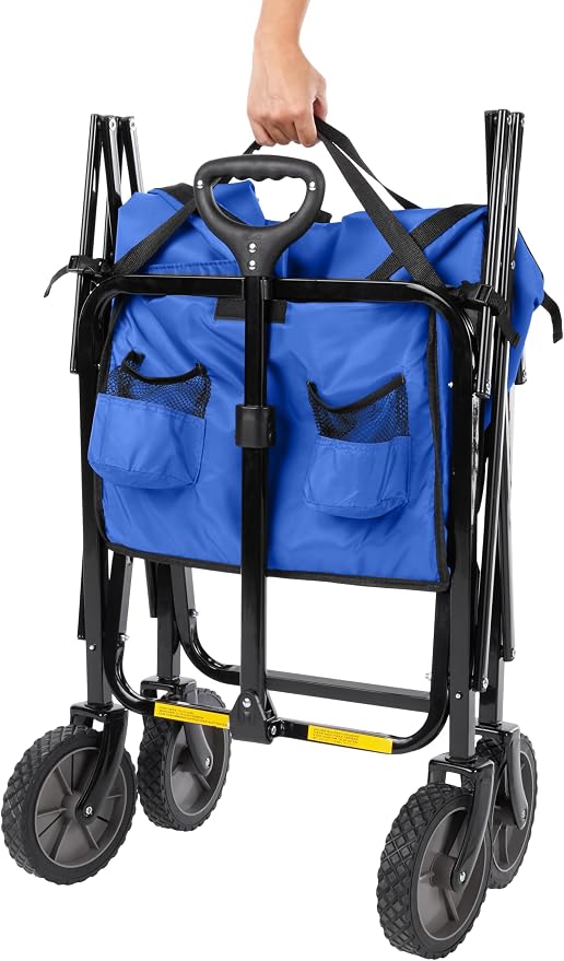 Amazon Basics Collapsible Heavy Duty Utility Wagon for Outdoor Sports, Camping, Garden, and Shopping, Versatile, Easy to Store, 265 Pounds Capacity, 27.6 x 40.9 x 20 inches, Blue - Image 3