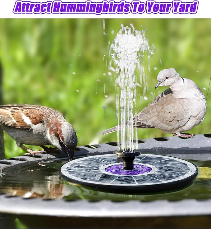 SZMP Solar Fountain 3.5W Bird Bath Fountains with Flower Upgraded Glass Panel, Solar Powered Water Fountain with 7 Nozzles & 4 Fixer, Solar Fountain Pump for Bird Bath, Garden, Pond, Pool (White)