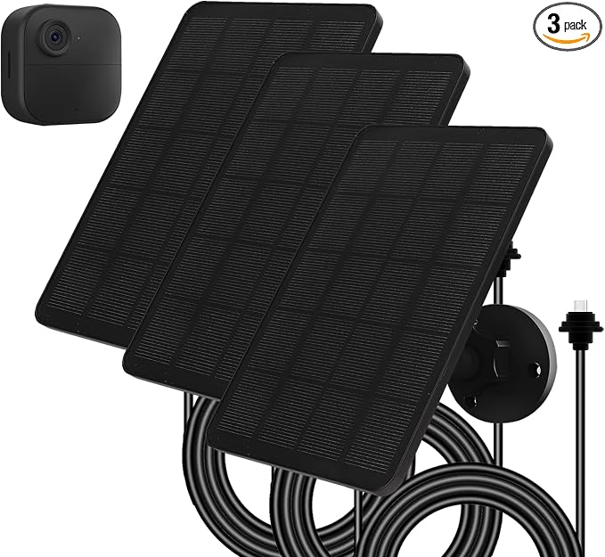 Solar Panel for Blink Camera Outdoor, Solar Panel 4W Compatible with Blink Outdoor 4 (4th Gen) Camera, Solar Charger for Camera with 13.12Ft Outdoor Power Cable, 360° Adjustable Mount, 3 Pack by EverExceed