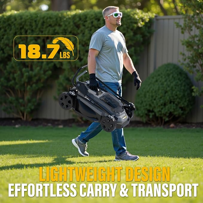 13 Inch Cordless Lawn Mower, Compatible with Dewalt 20V MAX Battery, Brushless Electric Mower with 8 Gallon Grass Bag, 5-Level Height Adjustment, for Small Yard/Garden (Battery Not Included) - Image 6