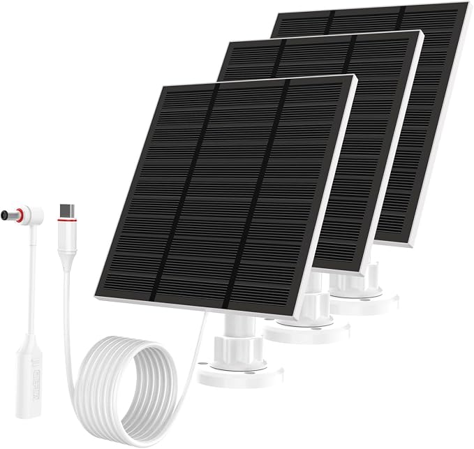 Solar Panels for Ring Camera Outdoor (New Generation) 5W 5V Solar Panel Charger with USB-C&Plug for Spotlight Cam Plus&Stick Up Cam Pro.Waterproof IP65 360°Adjustable 2M Cable (White, 3) by Unknown