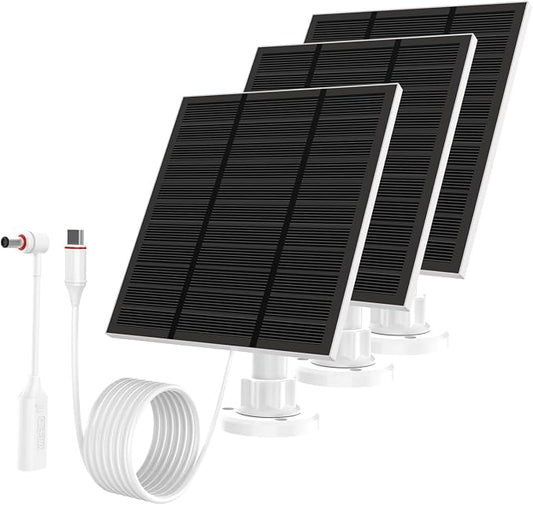 Solar Panels for Ring Camera Outdoor (New Generation) 5W 5V Solar Panel Charger with USB-C&Plug for Spotlight Cam Plus&Stick Up Cam Pro.Waterproof IP65 360°Adjustable 2M Cable (White, 3) by Unknown