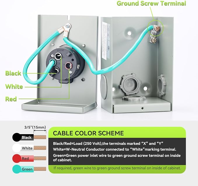 Pre-Drilling 50 Amp Generator Inlet Box RVMATE, NEMA SS2-50P Power Inlet Box, 125/250V, 6250/12500W 50a Power Inlet Box, ETL Listed, Waterproof for Outdoor Use - Image 4