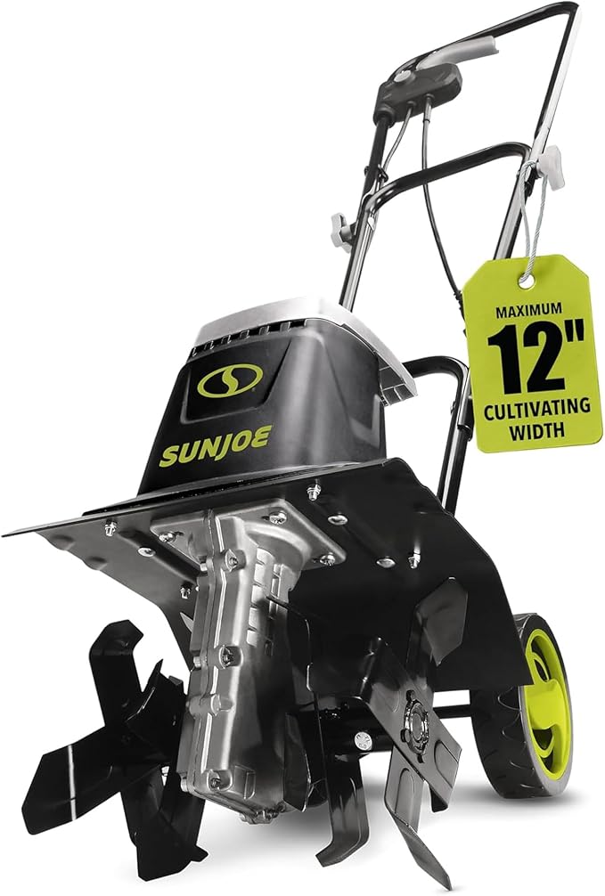 Sun Joe Electric Garden Tiller and Cultivator with 3 Position Height Adjustment Maximum 12-inch Cultivating Width and 8 Amp Motor, TJ602E - Image 7