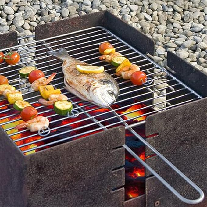BBQ Grill Corten Steel Square Fire Pit Wood Charcoal Burning Patio Backyard Garden Picnic Outdoor Barbecue Bonfire Fireplace 17.7 inch Side Length - Image 6