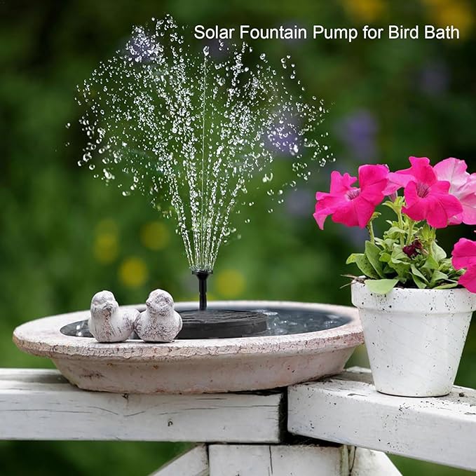 Solar Bird Bath Fountain Pump for Outside,Solar Fountain with 6 Nozzle,Free Standing Floating Solar Powered Water Fountain Pump for Bird Bath, Garden, Pond, Pool, Outdoor 2 Size