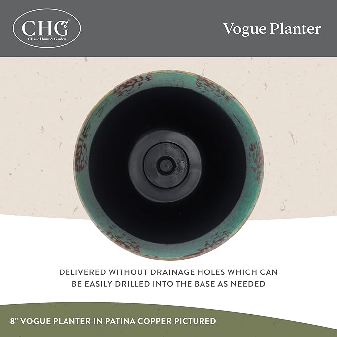 Classic Home and Garden Premiere Collection Planter Vogue, 8", Patina Copper