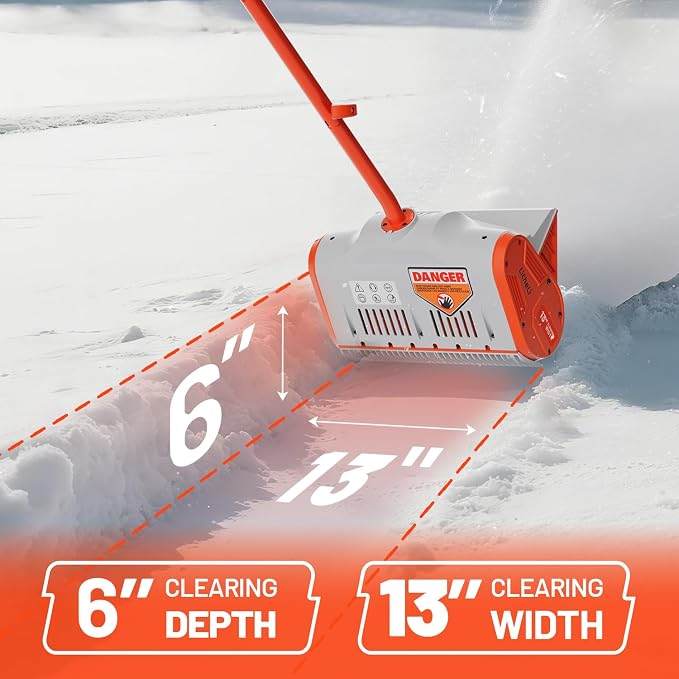 Litheli 20V Cordless Snow Shovel, 13-Inch Battery-Powered Snow Blower with 4.0Ah Battery, Easy to Use Snow Removal for Driveways, Sidewalks, Decks & Patios - Image 2