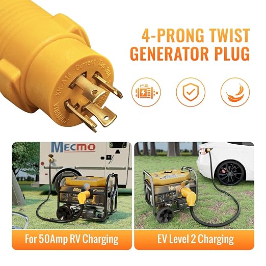 MECMO NEMA L14-30P to 14-50R RV Generator Adapter, 30 Amp to 50 Amp Twist Locking Generator 4 Prong Male Plug to 4 Prong RV Female, Heavy Duty for RV Trailer Camper Generator EV Tesla Level 2 Charging - Image 4