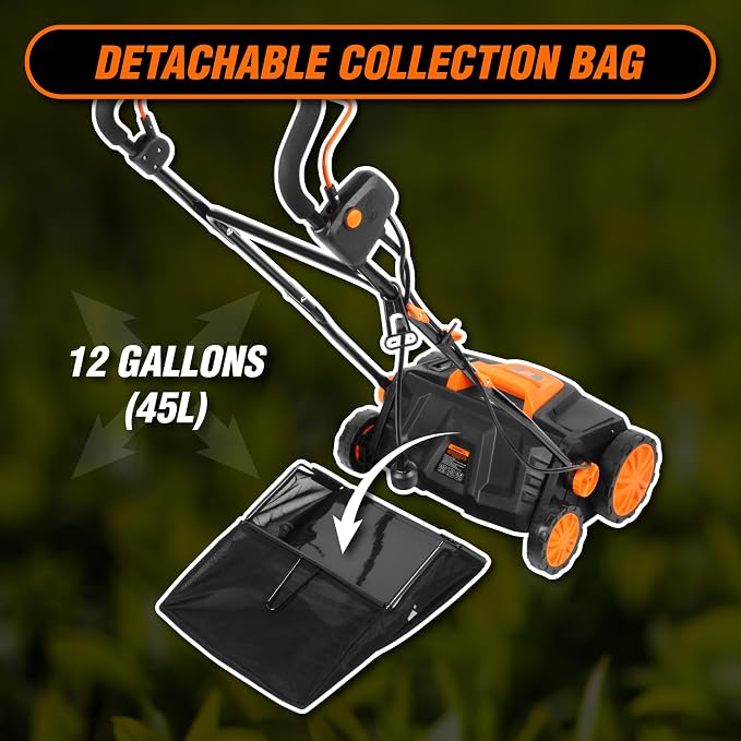 WEN 15-Inch 13-Amp 2-in-1 Electric Dethatcher and Scarifier with 12-Gallon Collection Bag (DT1315) - Image 8
