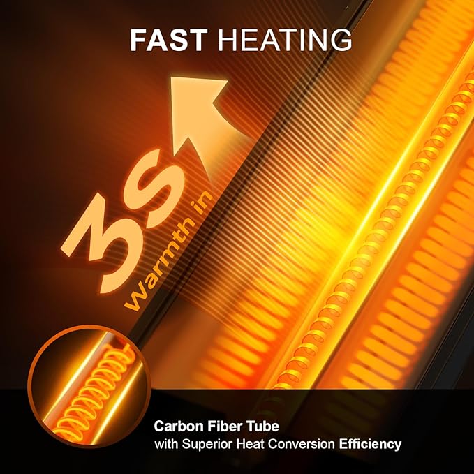 Outdoor Heaters for Patio 1500W, 3s Rapid Heating, IP65 Waterproof, 4 Heat Levels, 24H Timer & Memory Function, Touchscreen Electric Infrared Heater for Backyard, Garage, Deck, Black