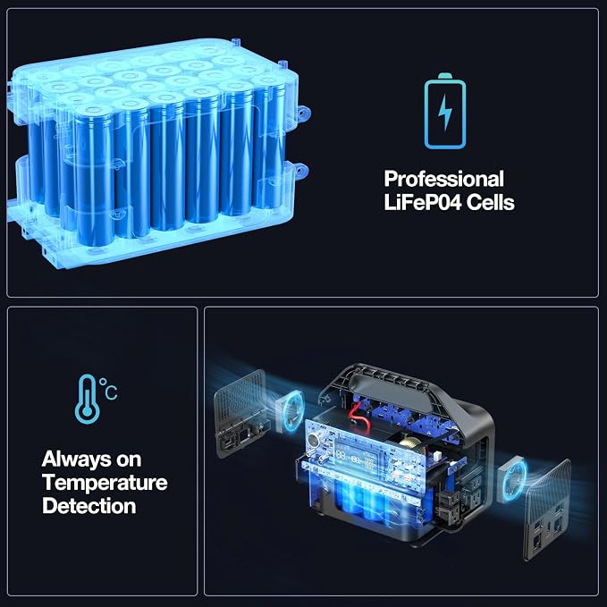 GRECELL Portable Power Station 600W 460Wh Solar Generator(Surge 1200W), 460Wh Backup LiFePO4 Battery for Outdoor Home Emergency - Image 6